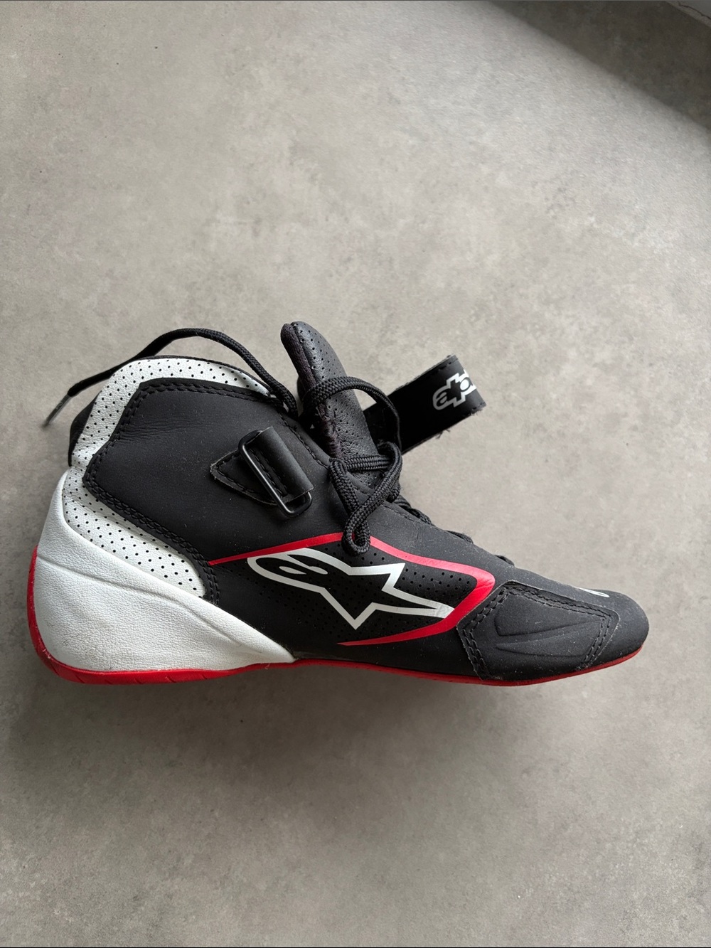 Alpinestars Kids Black White Racing Sneakers with Red Trim